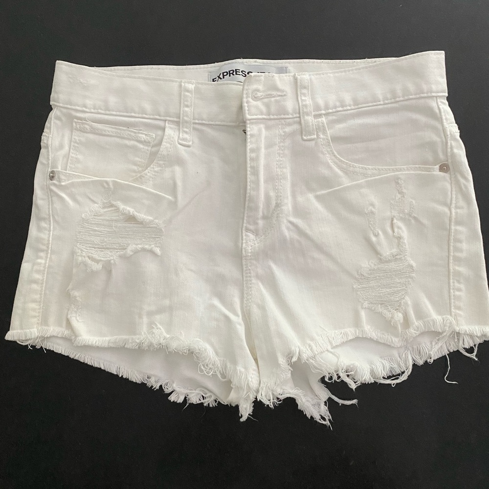 Express White Denim Jean Shorts